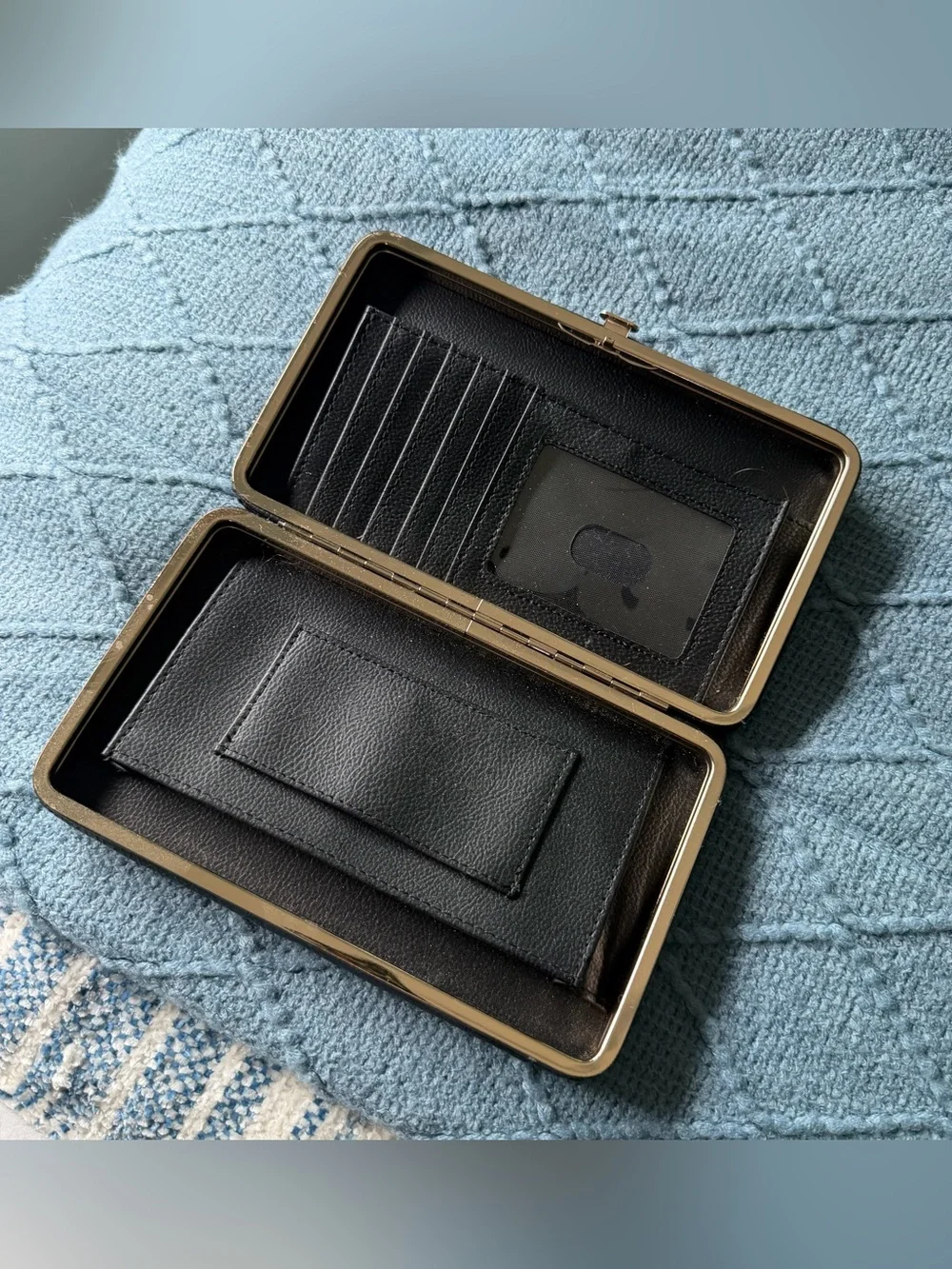 Black Textured Snake-Embossed clutch